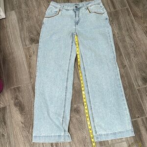 Flamingals M white wash baggy wide leg jeans 29” waist